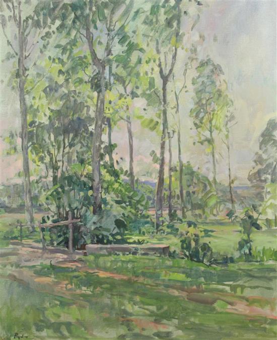 Susan Ryder (b.1944) Trees in a landscape, 30 x 25in.